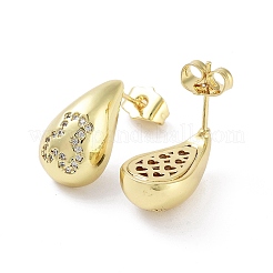 Boucles d'oreilles en laiton plaqué en forme de larme&nbsp;EJEW-B047-02G-14