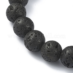 Braccialetto elasticizzato con perline diavolo in lega di roccia lavica naturale per donna&nbsp;BJEW-JB09378