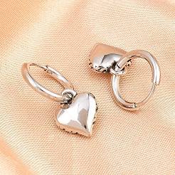 Pendientes de aro con forma de corazón de acero inoxidable quirúrgico 316&nbsp;EJEW-C160-17