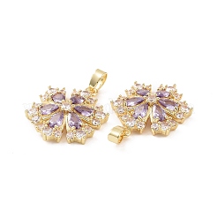 Colgantes de circonita cúbica transparentes micro pavé de latón chapado en oro real 18k&nbsp;KK-E068-VC402