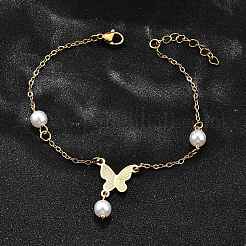 Bracelets à maillons papillon en acier inoxydable 304&nbsp;BJEW-C098-01A-G