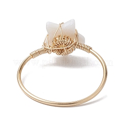Natürliche weiße Muschel-Fingerringe&nbsp;RJEW-JR00610-02