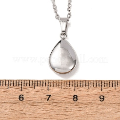 Halsketten mit tropfenförmigem Anhänger aus Edelstahl 304 an einer Kabelkette für Damen und Herren&nbsp;NJEW-K308-02B-P
