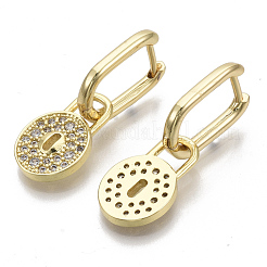 Boucles d'oreilles huggie huggie en laiton micro pave clair zircone cubique&nbsp;EJEW-R115-002-NF