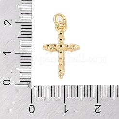Placage de crémaillère en laiton micro pavé pendentifs en zircone cubique claire&nbsp;KK-Z060-04G-02