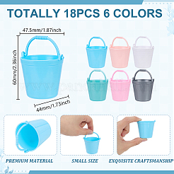 18 pièce de 6 couleurs seaux miniatures en plastique ornements&nbsp;DJEW-GA0001-98