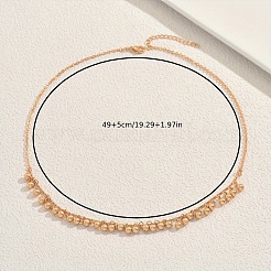 Collares minimalistas de cadena tipo cable con borlas y cuentas redondas de hierro para uso diario y salidas informales.&nbsp;NK4328