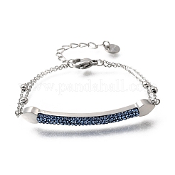 Herzförmige Gliederarmbänder aus Edelstahl 304 mit Strassen&nbsp;BJEW-A167-01P-03