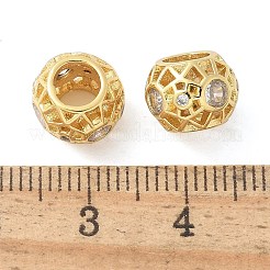 Messing Micro Pave klare Zirkonia europäische Perlen&nbsp;KK-K298-34G