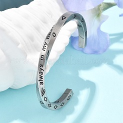 Wikinger-Wort „Always in My Heart“ 304 Edelstahl-Emaille-Manschettenarmreifen für Frauen&nbsp;BJEW-Z092-10P