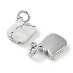 Messing Pavé Natur Muschel Rose Blumen Charms mit Biegeringen&nbsp;KK-C051-23P