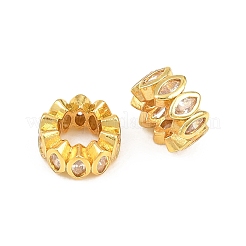 Laiton micro pave zircon cubique transparent perles européennes&nbsp;CU-CBA6A75-15G