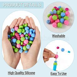 90 pièces 9 styles de perles focales rondes en silicone&nbsp;SIL-TA0003-56