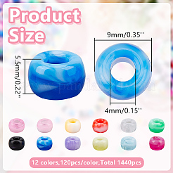 1440 Stück 12 Farben Acryl- und Harzperlen&nbsp;KY-GO0001-11
