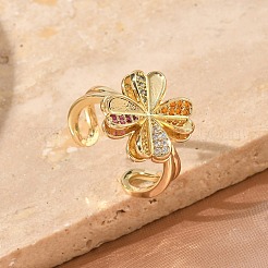 Polsini aperti in ottone con micro pavé di zirconi&nbsp;RJEW-Z145-01G