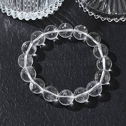Braccialetti elasticizzati con perline rotonde di cristallo di quarzo naturale&nbsp;GG-CBA12F1-02E-12