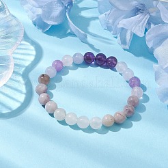 Pulseras elásticas con cuentas de amatista natural&nbsp;BJEW-TA00514-04