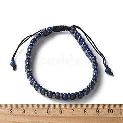 Bracciali regolabili con perline intrecciate in lapislazzuli naturali ed ematite sintetica&nbsp;BJEW-H626-01-07
