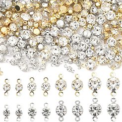120 pz 4 stili in ottone con pavé di ciondoli per connettori in zirconi trasparenti&nbsp;RB-YW0001-31G