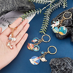2 ensemble de porte-clés pendentifs en alliage émaillé sur le thème de l'espace&nbsp;KEYC-GA0001-25