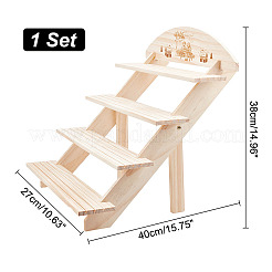 Espositori per vendita al dettaglio in legno di pino a 4 livello&nbsp;ODIS-WH0025-102