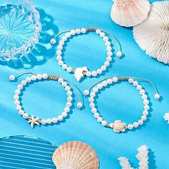 3 braccialetti di perline intrecciate con perle di conchiglia estiva in 3 stili&nbsp;BJEW-JB10323