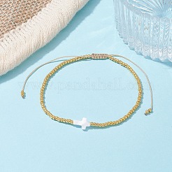 Armbänder aus geflochtenen Naturperlen und Saatperlen&nbsp;BJEW-JB09722-05