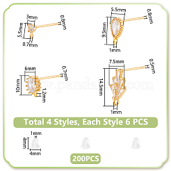 24 Stück 4 Stile Messing Zirkonia Ohrstecker Zubehörse&nbsp;KK-UN0002-77