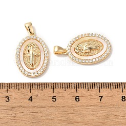 Pendentifs en forme de coquille de zircone cubique en laiton plaqué en rack&nbsp;KK-S368-11G