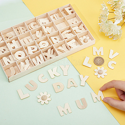 Unfertige Holzalphabet- und Blumenpuzzles&nbsp;DIY-WH0366-07