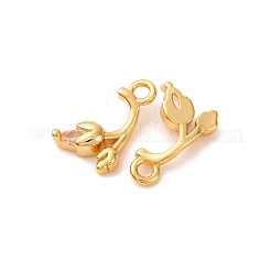 Pendentifs avec zircon cubiques à micro-pavés en laiton&nbsp;KK-K382-42G
