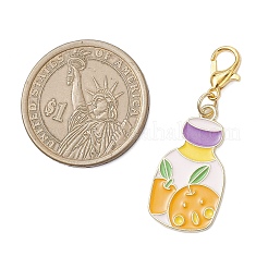 Colgante de aleación de esmalte con forma de botella naranja&nbsp;HJEW-JM03956