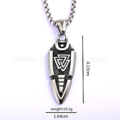 Collares con colgante de punta de flecha vikinga de acero inoxidable 304 vintage para hombres y mujeres.&nbsp;WG9CA47-01