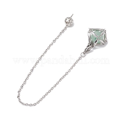 Edelstahl Makramee Kette Beutel rund natürliche Lapislazuli & Amethyst & grüner Aventurin & Karneol & Rosenquarz Halter Wünschelrutenpendel&nbsp;PALLOY-JF02736-02