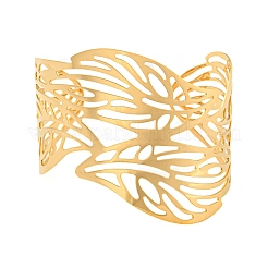 Bracelets manchettes ouverts creux en acier inoxydable 304 avec placage ionique (IP)&nbsp;BJEW-S151-01G-07