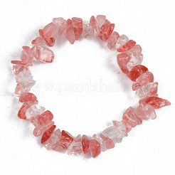 Unisex Chip Wassermelone Steinglas Perlen Stretch Armbänder&nbsp;BJEW-S143-39
