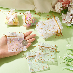 30 bolsa de regalo con cordón de organza con estampado dorado de luna y estrella&nbsp;ABAG-TA0002-21A