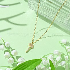 Collar de latón con dijes de circonita cúbica para mujer.&nbsp;NJEW-JN04926