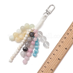 Adornos colgantes de piedras preciosas redondas naturales y sintéticas y cuentas de ojo de gato.&nbsp;HJEW-TA00469