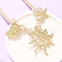 Colliers en corde torsadée en polyester avec pendentif en forme de conque en acier inoxydable 304&nbsp;NJEW-D340-05G