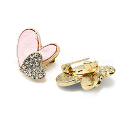 12 pz 3 colori spille in lega con doppio cuore e strass per vestiti zaino&nbsp;JEWB-A033-01G