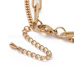 Placcatura sotto vuoto pvd acciaio inossidabile 304 doppie catene collane multistrato collana con ciondolo perla di plastica per donna&nbsp;STAS-E155-02G