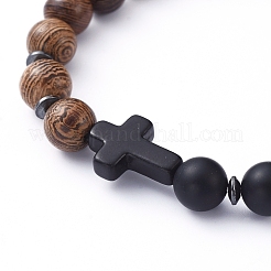 Bracelets extensibles en perles de bois naturel&nbsp;BJEW-JB05231