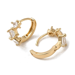 Orecchino a cerchio in zirconi cubici micro pavè di ottone&nbsp;EJEW-L271-22KCG-04