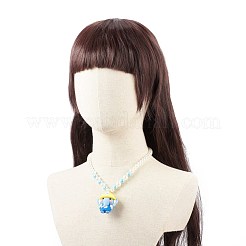 Collana con pendente in plastica animale dei cartoni animati con catene di perline di perle acriliche per bambini&nbsp;NJEW-JN03960