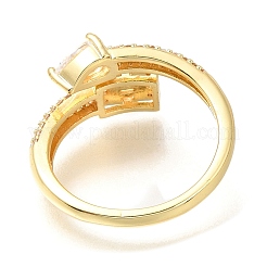 Offene Manschettenringe aus Messing mit Mikropflaster und Zirkonia für Damen&nbsp;RJEW-M022-32G