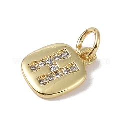 Placage de crémaillère en laiton micro pavé breloques en zircone cubique claire&nbsp;KK-E110-14G-H