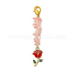 4 pendentif décoratif en alliage émaillé en forme de rose pour la Saint-Valentin&nbsp;HJEW-JM02858