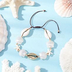 3 bracciale di perline intrecciate con conchiglie di ciprea miste naturali&nbsp;BJEW-JB11862