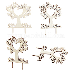 Cake toppers en bois oiseau arbre gâteau topper pour rustique mariage anniversaire fête gâteau décoration fournitures&nbsp;WOOD-WH0015-31